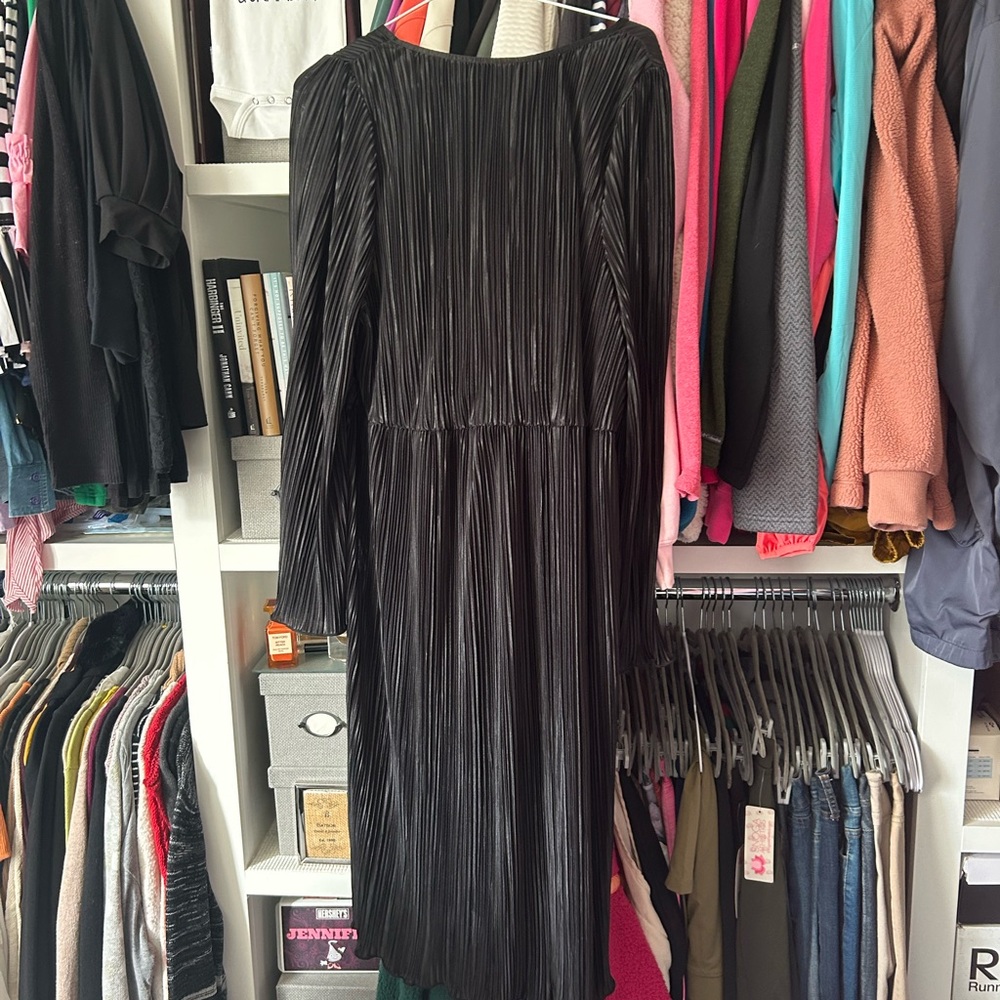 SHEIN Black Sheath Dress with Bishop Sleeves